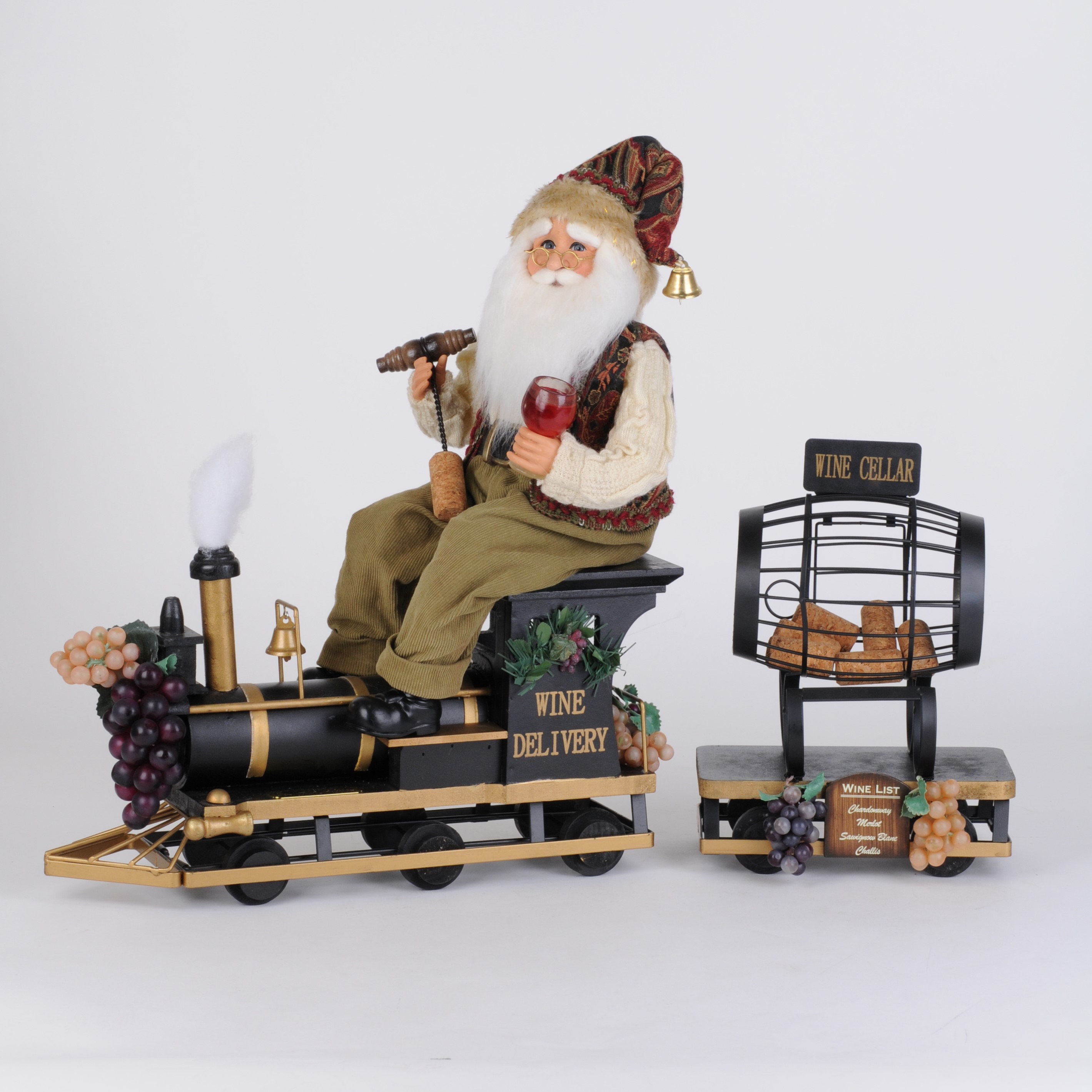 Karen Didion Originals 2 Piece Wine Delivery Train Santa Set | Wayfair