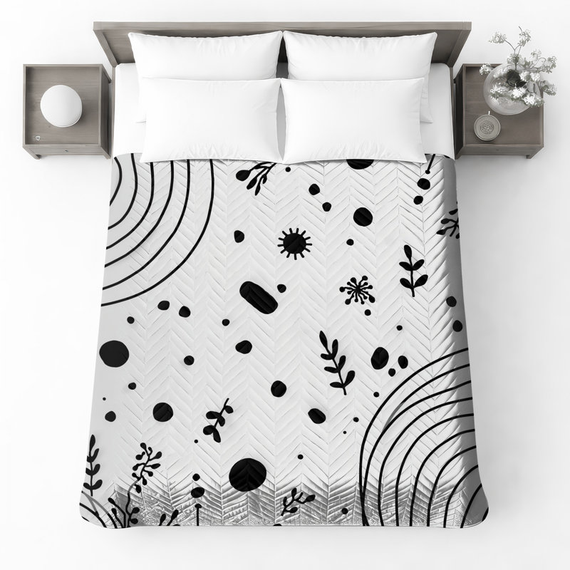 Couvre-lit matelassé abstrait Botanical Doodles toutes tailles, Grand lit