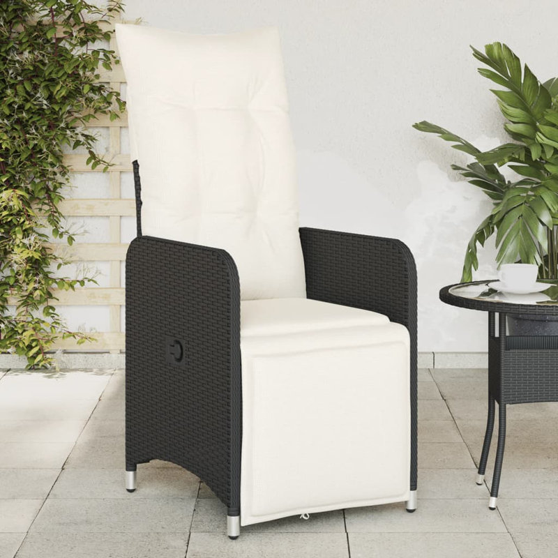 Vidaxl Reclining Garden Chair Black, Cream White, Cream White, Black
