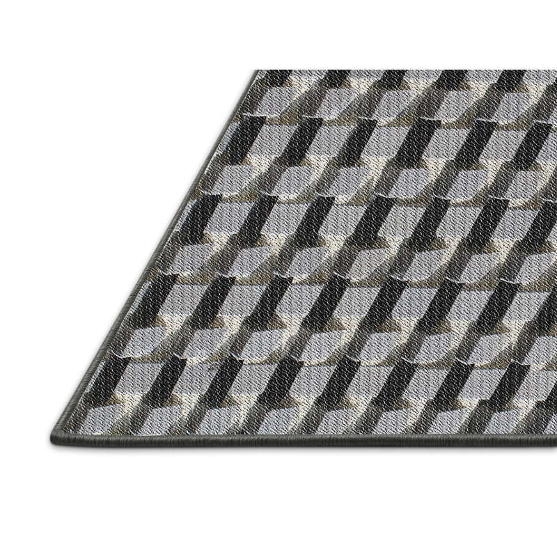 Tapis gris / noir Power Loom, Rectangle 3 pi x 5 pi