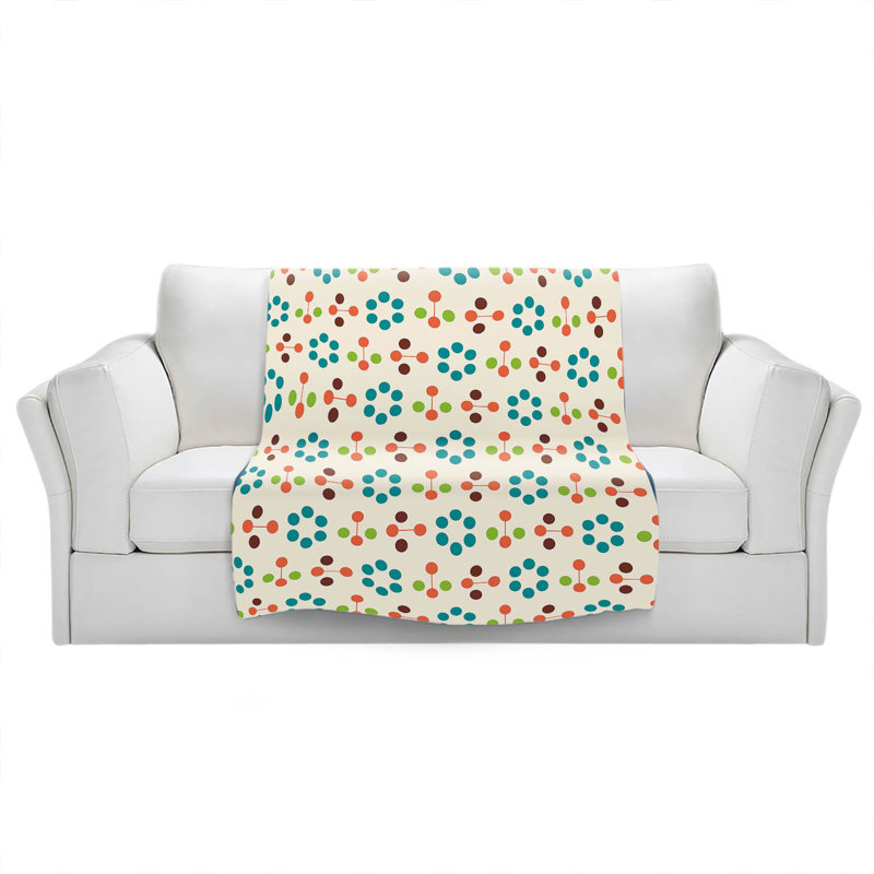Couverture fleur Mid-Century, 51 po x 60 po, Turquoise