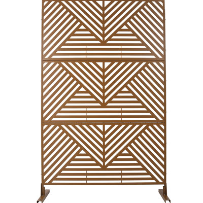 Écran d'intimité extérieur et intérieur en métal H 76 po x l 48 po, écran d'intimité décoratif autoportant pour terrasse de balcon de terrasse, panneaux de clôture d'intimité pour jardin extérieur PS101 BRUN