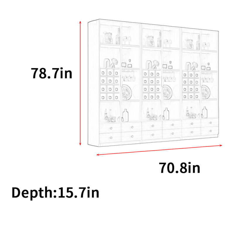 Heitman, (3 tablettes) H 78,7 po x l 70,8 po x P 15,7 po, Brun noyer