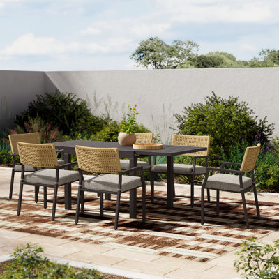 6-person Outdoor Steel Dining Sets With Cushion