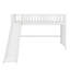 Lit mezzanine simple avec échelle et glissade, lits mezzanine avec rails de sécurité, lit mezzanine bas simple en bois avec espace de rangement-591665062