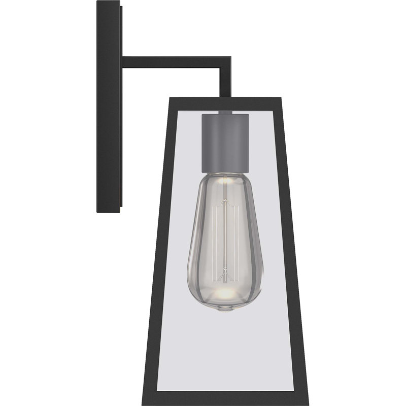 13 in. 1-Light Black Outdoor Caged Lantern Sconce with Clear Glass Shade, 13.25" H x 9.25" W x 7.5" D