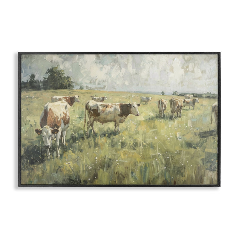  Vaches itinérantes dans les prairies, estampe numérique par LSR Design Studio, H 12 po x l 18 po
