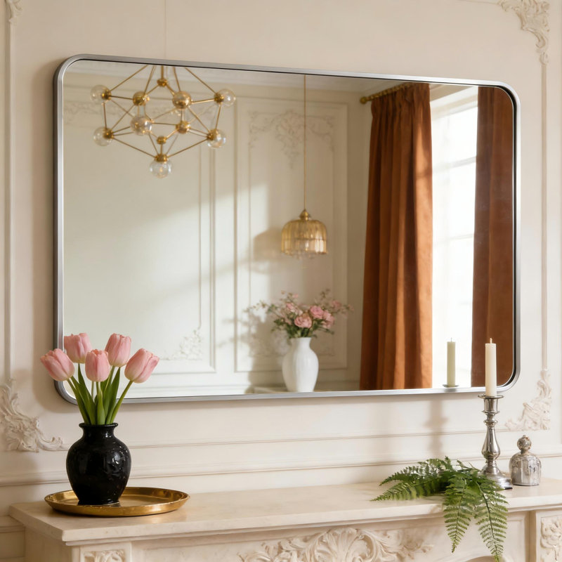 Miroir mural Mercedita, Argent, 40 po x 30 po