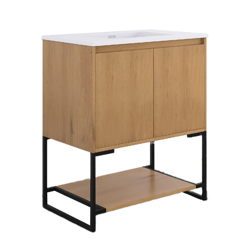 Frido 30'' Single Bathroom Vanity with Solid Surface Top