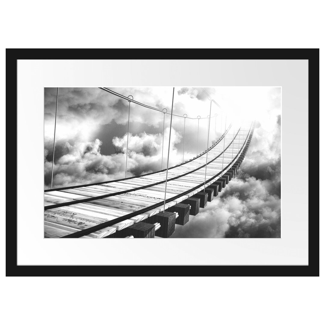 Holzbrücke in den Wolken Gerahmter Fotokunstdruck Poster