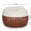 Fauteuil à billes rond Maxi en tissu et similicuir bicolore de 5 pieds, beige et brun café