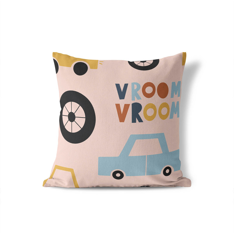 Coussin Vroom, H 18 po x l 18 po, Rose/ or/ orange