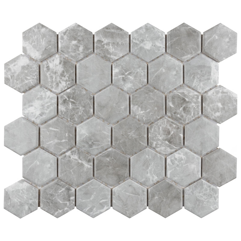 Flo 2" x 2" Porcelain Mosaic Honeycomb Wall & Floor Tile