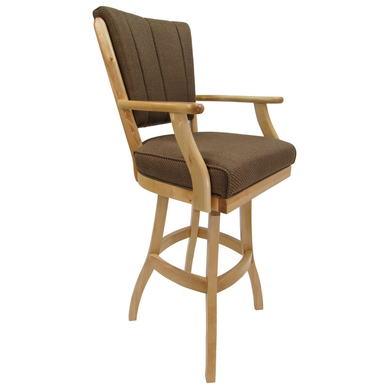 Tabouret de comptoir Renick, Naturel, À carreaux, Tabouret de comptoir (assise de 26 po de hauteur)