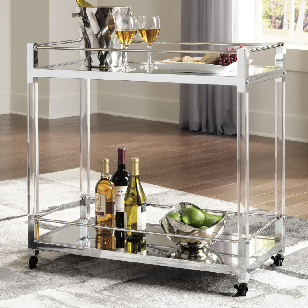 Chaseton Acrylic, Metal Bar Cart Ivy Bronx