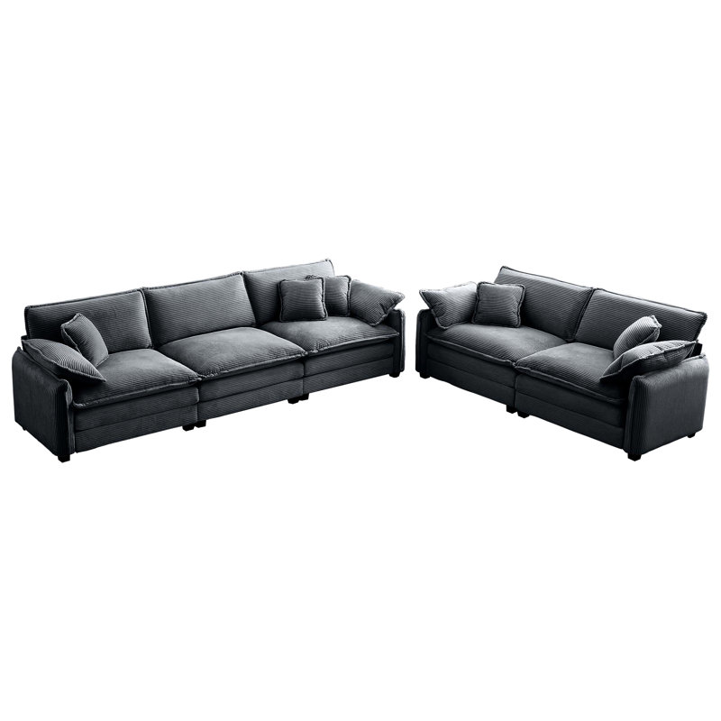 Velours côtelé gris confortable avec tissu de haute qualité et confort semblable à celui des nuages pour la zone de jeu de la chambre à coucher. Coussins en mousse viscoélastique à double couche de style rétro.