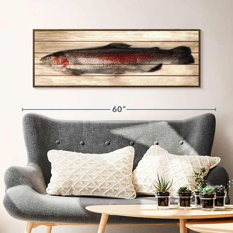 Trout, 46" X 16", Floating Frame Walnut