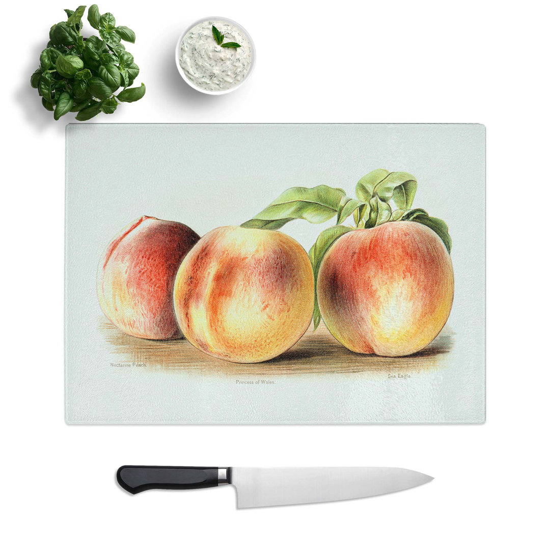 Tempered Glass Vintage Illustration of Peaches Chopping Board