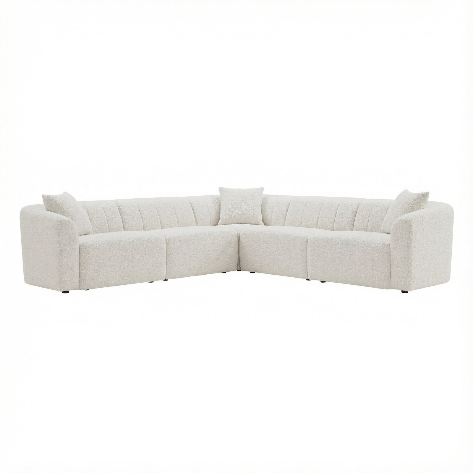 Augustine Velvet Modular Sectional, Merino Pearl Performance Boucle