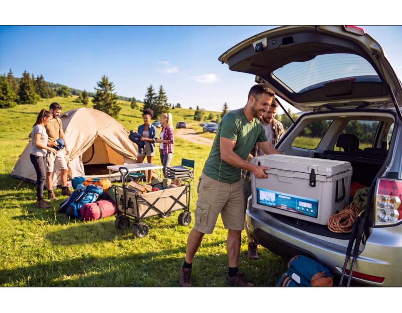 Glacière de camping 75 pte - Glacière de grande capacité avec isolation extra-épaisse, garde la glace jusqu'à 7 jours - Portable avec sangle et poignée pour la nourriture, les boissons, la plage, le pique-nique, la pêche, le bateau - Gris froid 6C