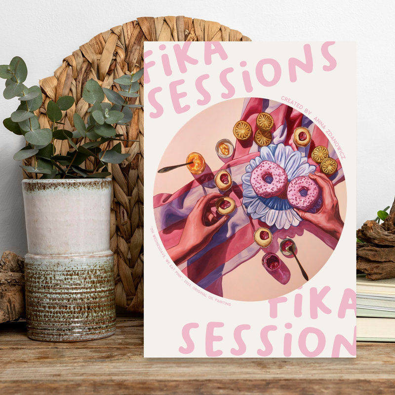 Art mural délicat contemporain rose Fika, H 18 po x l 12 po