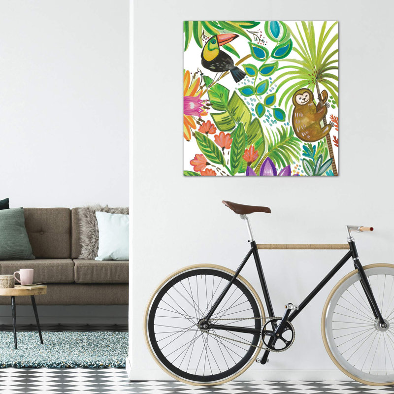 Art tropical encadré, Toile tendue, H 12 po x l 12 po x P 0,75 po