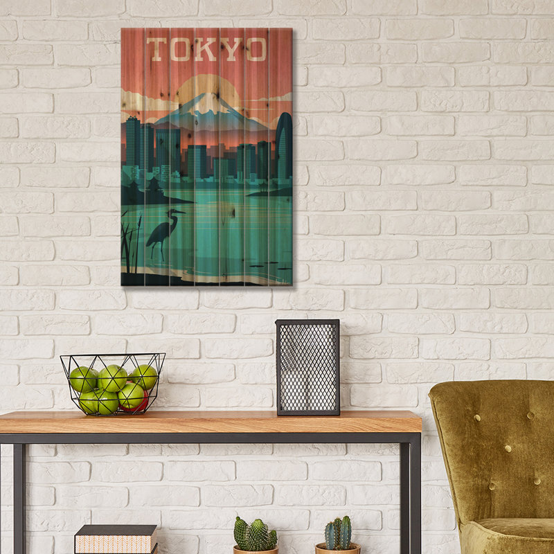 «Tokyo» par, sans encadrement, impression sur bois, H 26 po x l 18 po x P 1,5 po