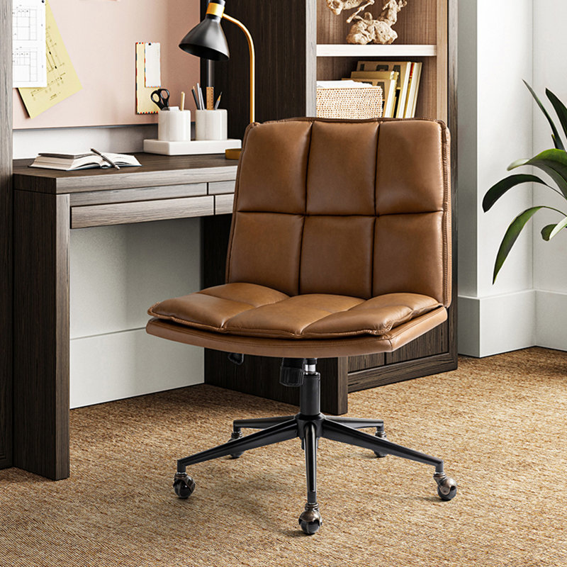 Aniyla Modern Oversize  Faux Leather Task Chair, Camel