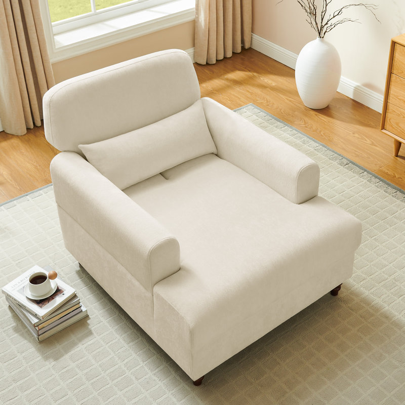 Chaise longue d'intérieur rembourrée 36 po, Beige