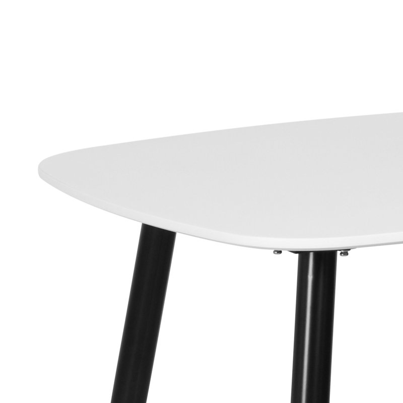 Aspen 5-Piece Casual Dining Set - Compact Square Table & 4 Curved Plastic Chairs, White, Calico