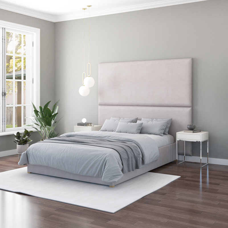 Nayali 90cm x 210cm Upholstered Wall Paneling, Silver