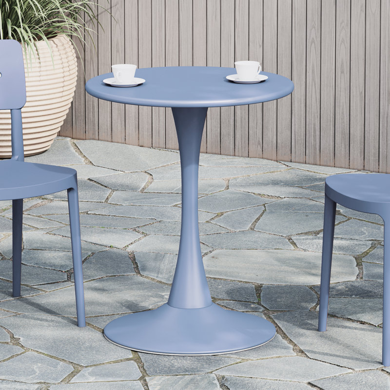 Table de salle à manger d'extérieur en acier, Bleu français