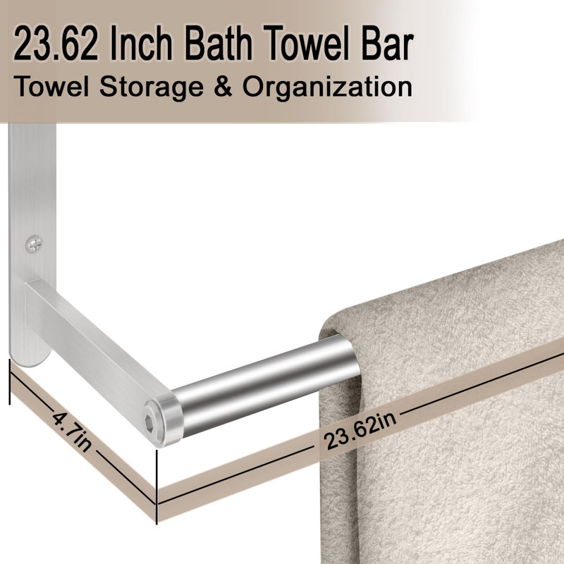 24" Brushed Nickel Steel Wall-Mounted 3-Tier Towel Rack