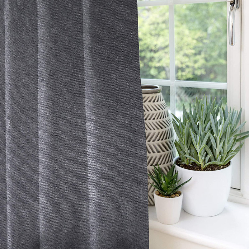 Kronberg Room Darkening Curtains / Drapes Pair, Charcoal, Width 167 x Drop 137cm