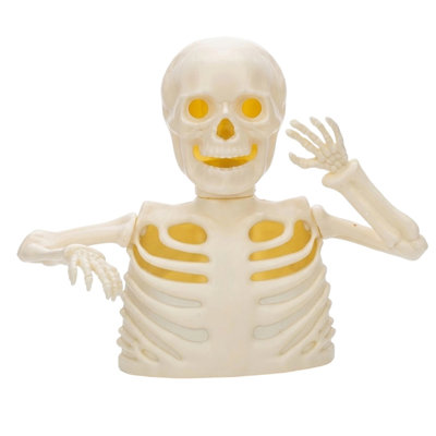 A chopper Halloween Skeleton Light Up Decoration White Skull Figurine LED Glowing  House Prop Spooky Tabletop Ornament For Indoor Party Yard Home Decor