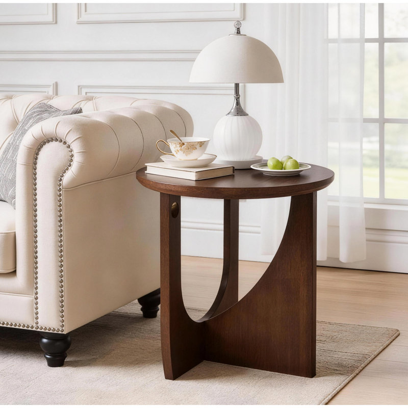 Table d'appoint ovale 100 % bois massif, table basse rustique naturelle aux coins arrondis, idéale pour le salon ou le balcon, 48,5 cm de largeur, profondeur et hauteur adaptées au bureau