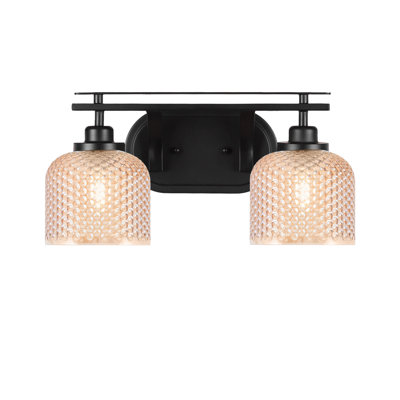 Remington 2 Light Bath Bar Shown In Matte Black Finish With 6" Amber Textured Glass