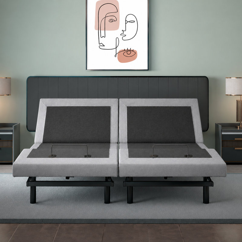 Split King Adjustable Bed Base, Massage, USB, Zero Gravity, Underbed Light, Wireless Remote, and Zero Clearance, Split King