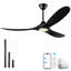 Ventilateur de plafond intelligent avec lumière et télécommande, télécommande et application, pales en bois massif, moteur à courant continu réversible-1807521272-1807521275