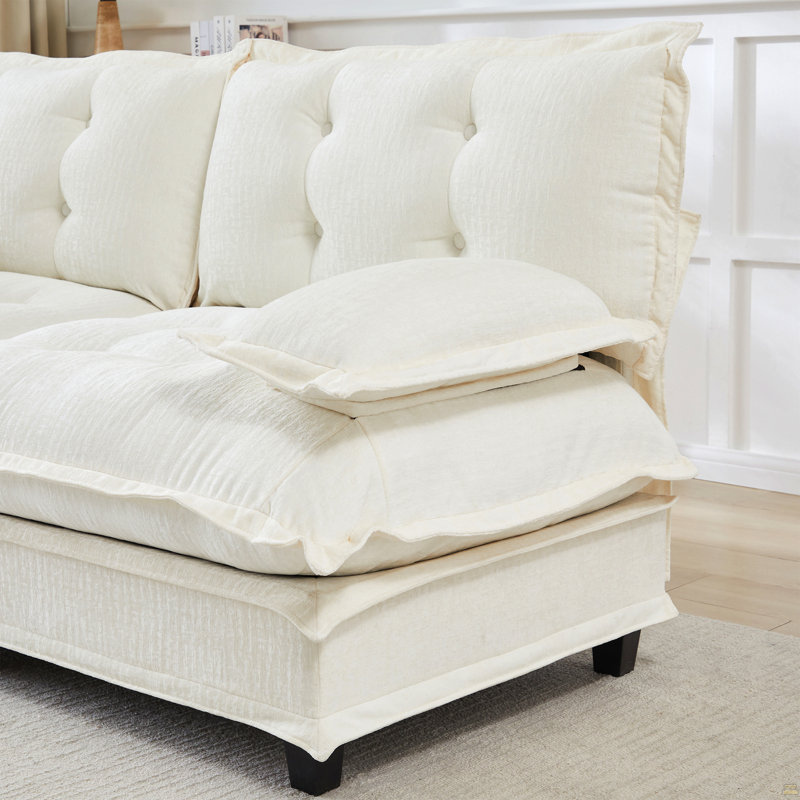 Canapé 73 Rsf Chenille - Beige, Blanc