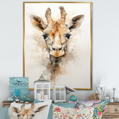 «Minimalisme», girafe beige sur toile