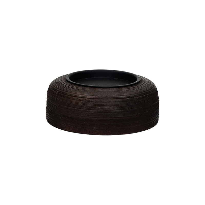 Arbre Natural Round Mango Wood Candle Holder Sm, 2.44" H x 6.61" W x 6.61" D, Brown