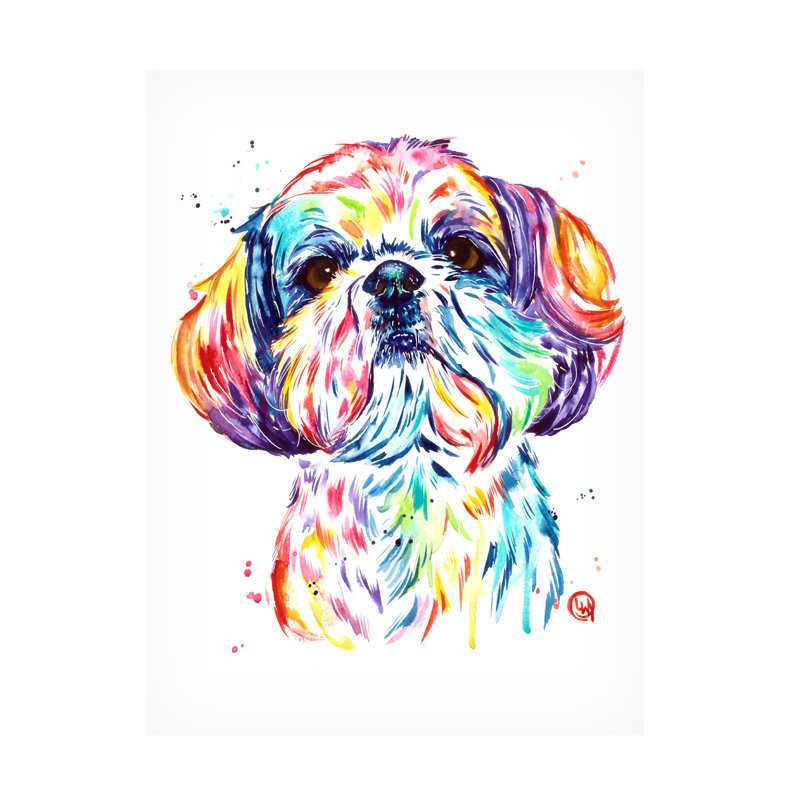 Lisa Whitehouse Shihtzu, art sur toile, H 24 po x l 18 po