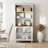Scarlett Sideboard Cabinet With Bar Hutch, Buffet Cabinet With Glass Doors And 5 Tier Shelve, 34''-372375181