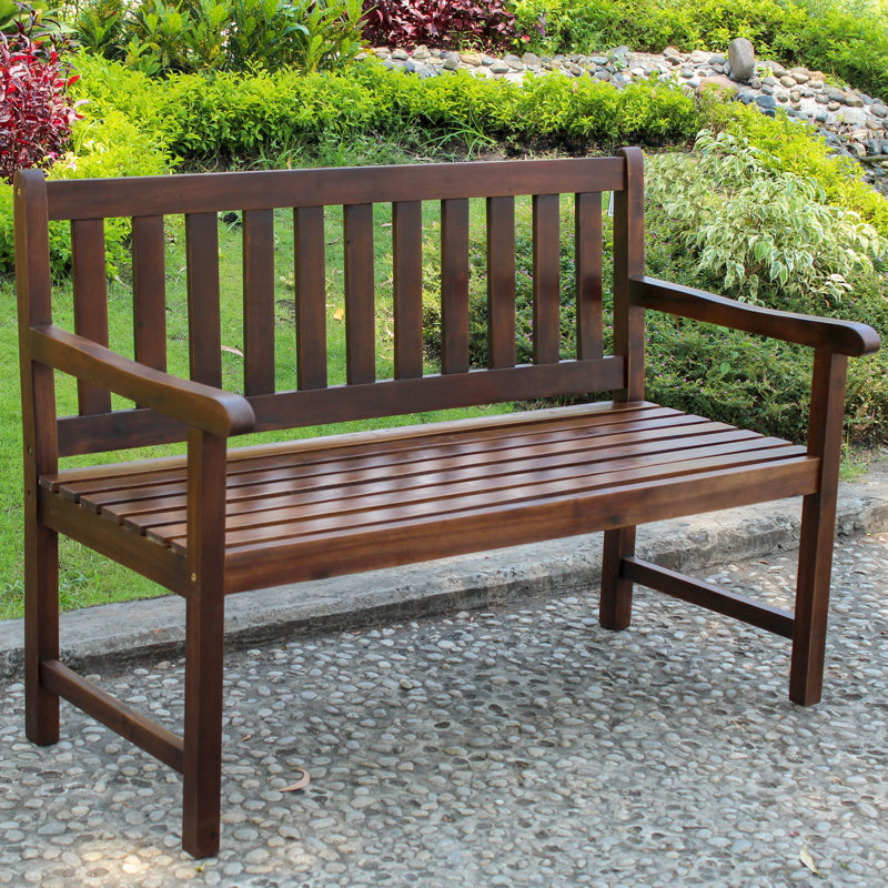 Ponce Solid Wood Acacia Outdoor Bench, Oil Acacia Stain