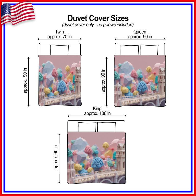 Housses de couette Pastel Fantasy Landscape, Lit simple