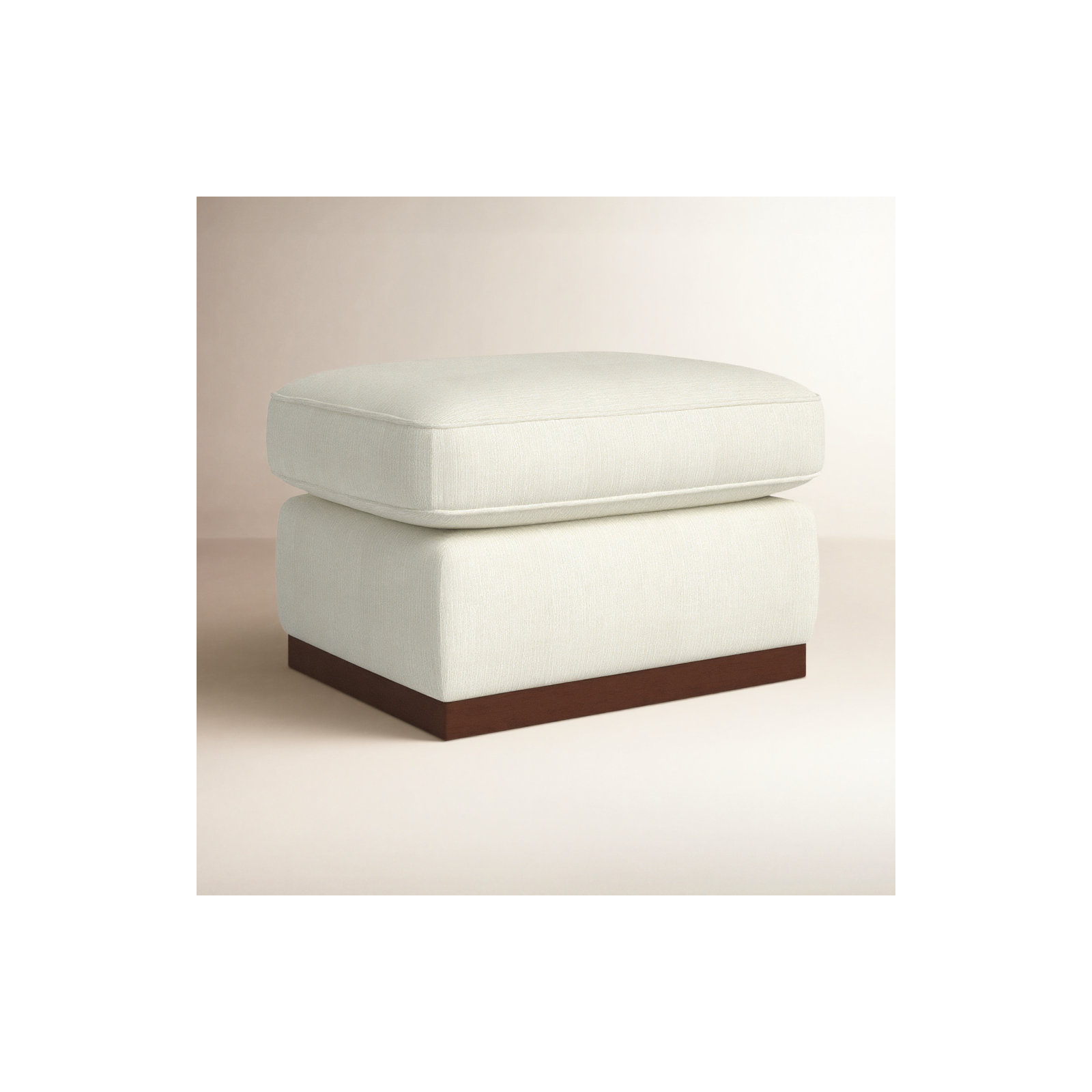 Bobbi 28'' Upholstered Ottoman , Flannigan Cotton White Performance Weave