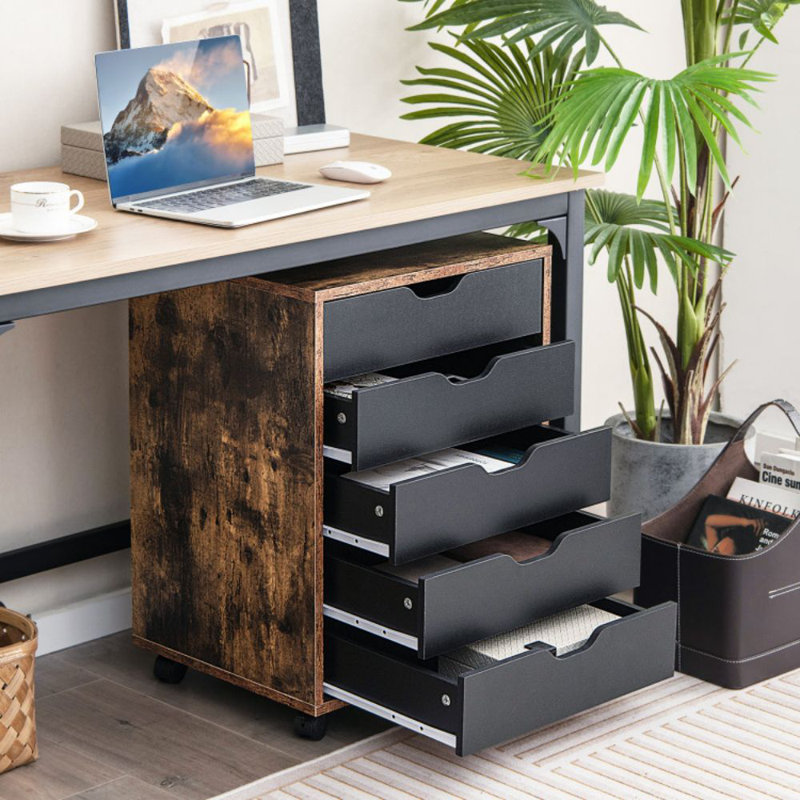 Armoire de rangement mobile avec 5 tiroirs et roulettes pour le bureau personnel