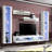 100" Modern Floating Wall Mounted Entertainment Center with 16-Color LED Lighting, High Gloss Finish-213017755