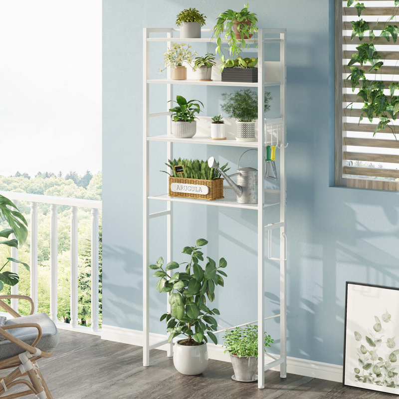 Calirose 23.6" W x 68 "H x 9.4" D Over The Toilet Storage with 4-tier shelf & 4 hooks, White